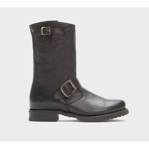 Frye Women’s Veronica Short Black Leather Buckle Moto Boot Size 8